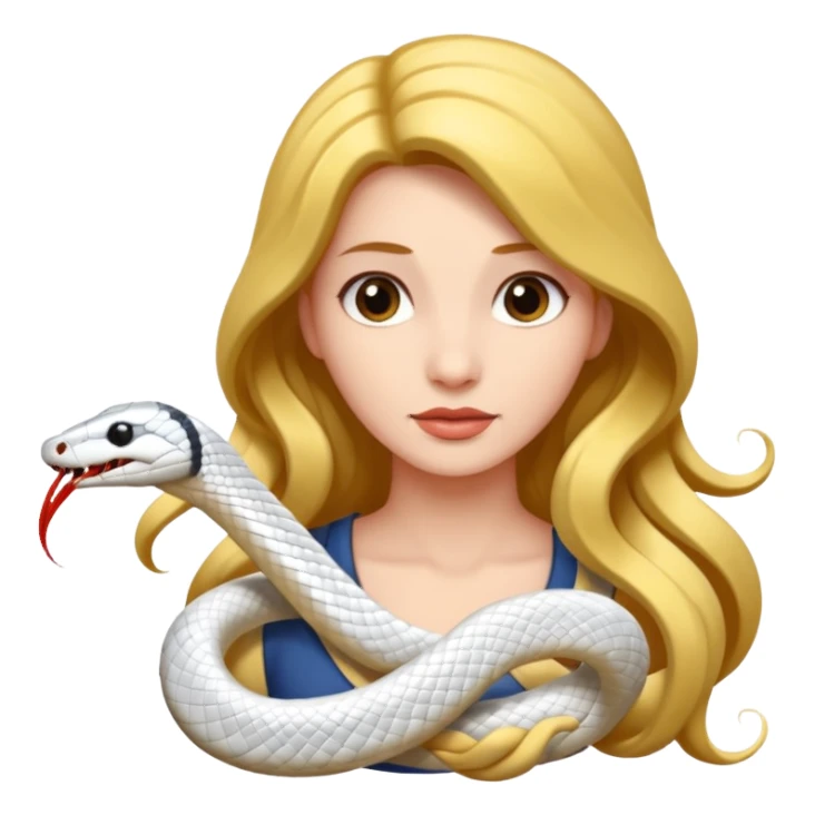 Woman coiled by white snake sticker