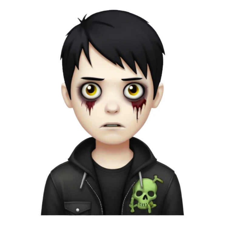 boy zombie with black hair emo sticker