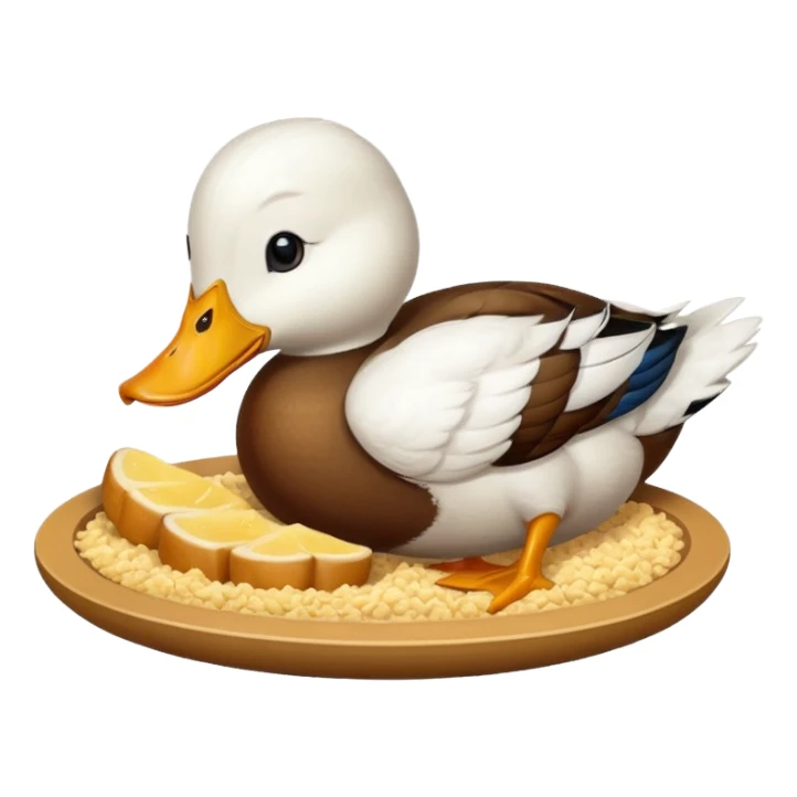 Duck eating food  sticker