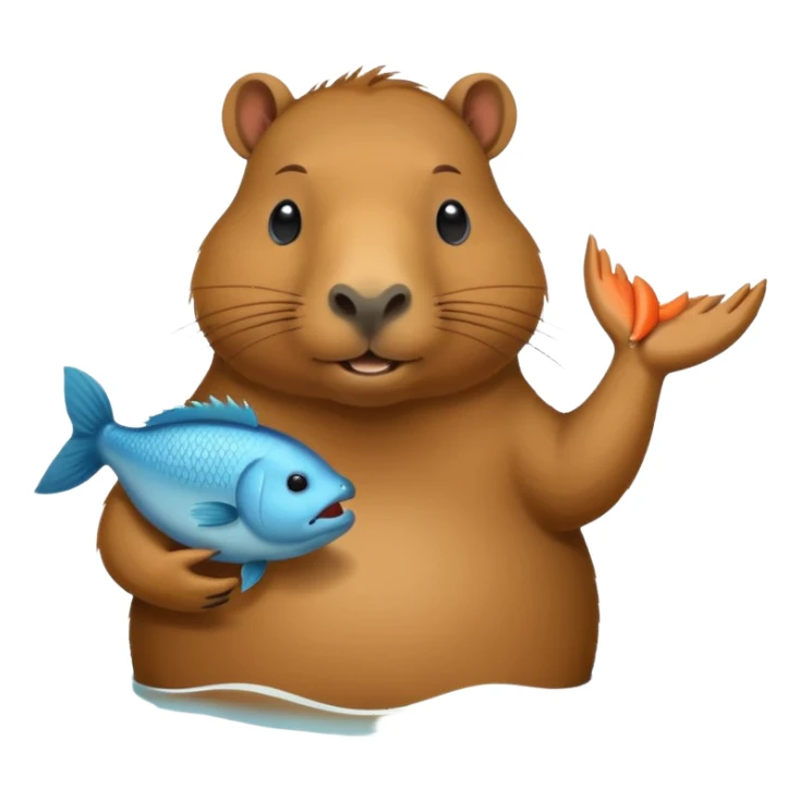 Capybara with a fish sticker