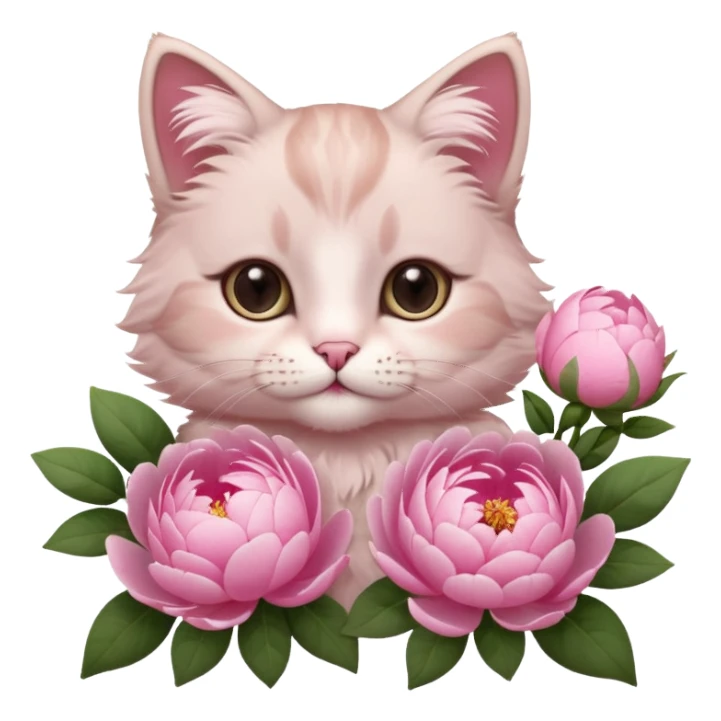 Cute cat Handing pink peonies sticker