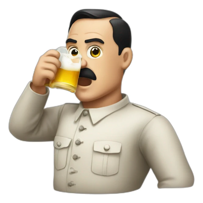 hitler torso drinking beer sticker