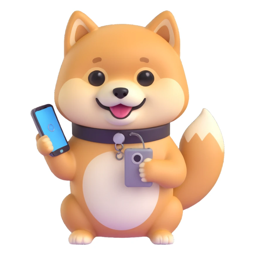 shiba inu holding a phone sticker