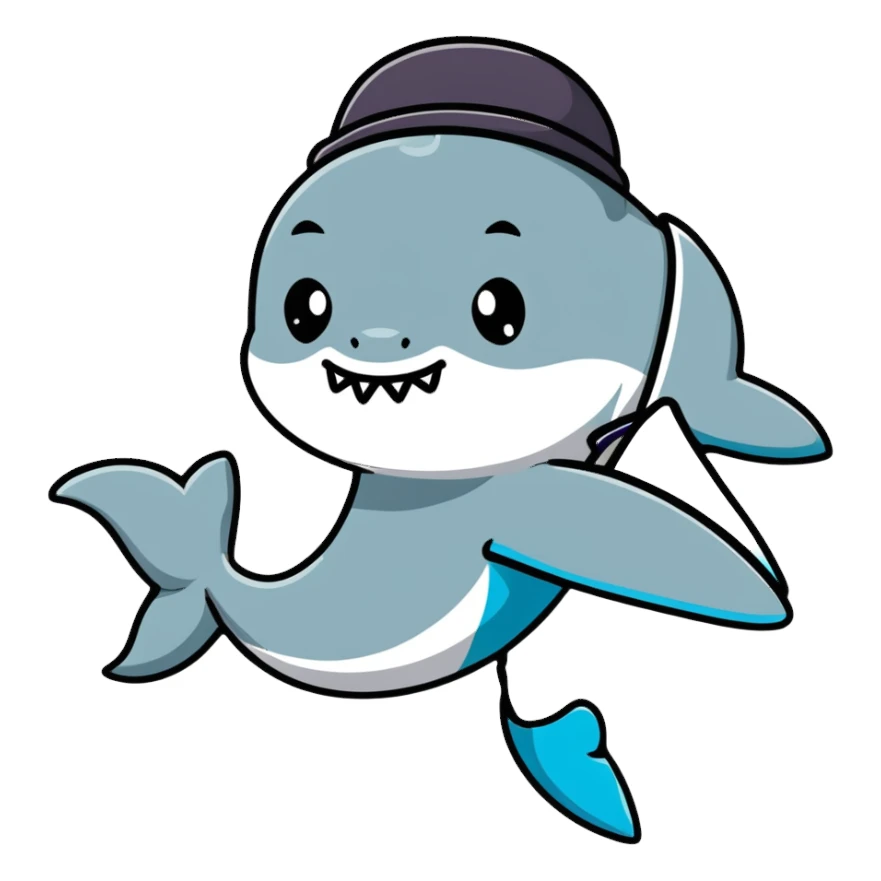 shark with a top hat sticker