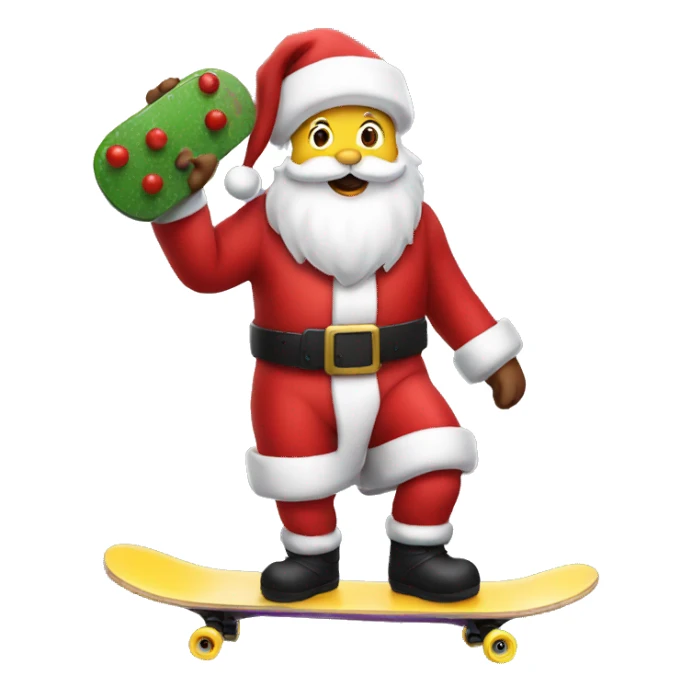 santa claus with a skateboard sticker