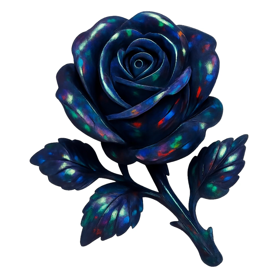 black Opal crystal rose flower, remove background sticker