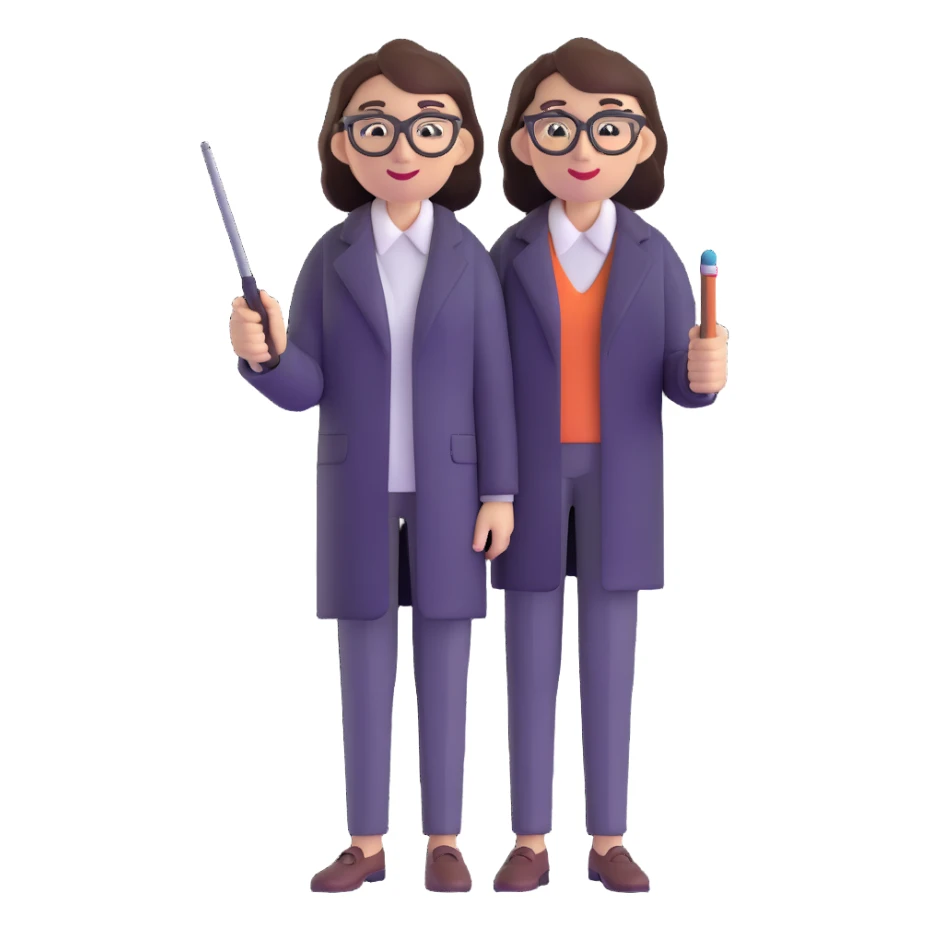 full body profesora with glasses and pointer sticker