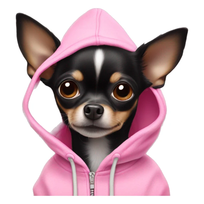 Black chihuahua in a pink hoodie  sticker
