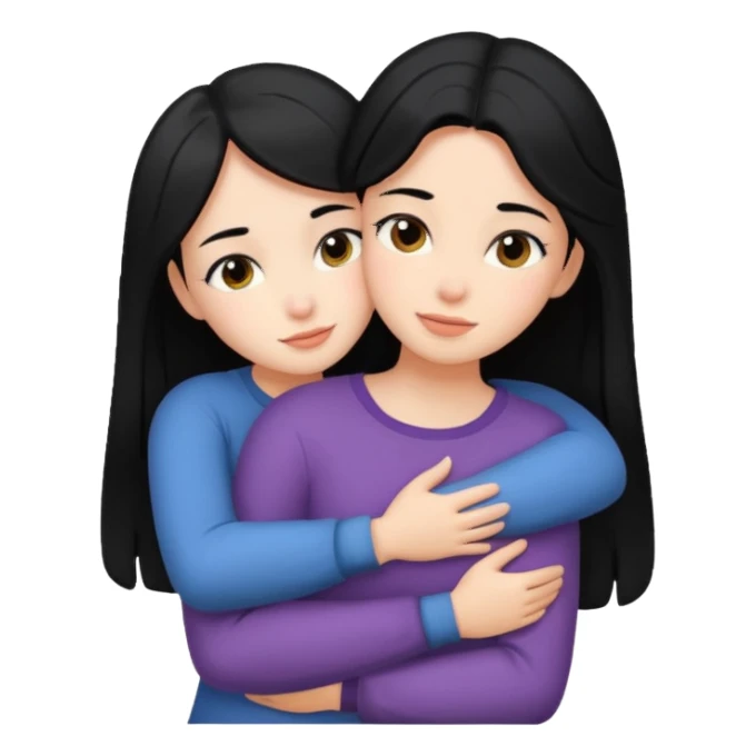 black haired girls hugging sticker