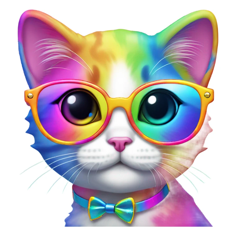 Lisa frank rainbow kitten with glasses sticker