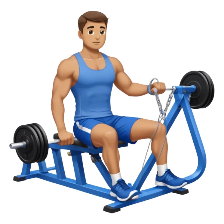 man with blue shorts doing seated cable-rows machine exercise sticker