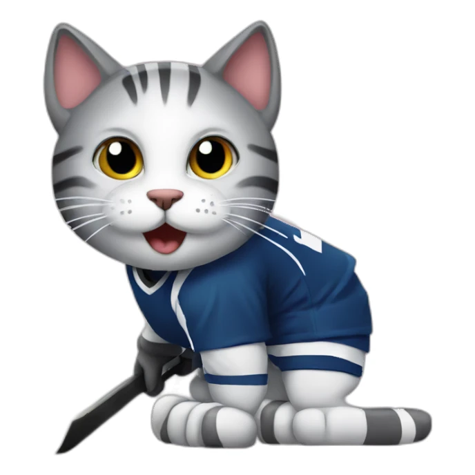 cat hockey sticker