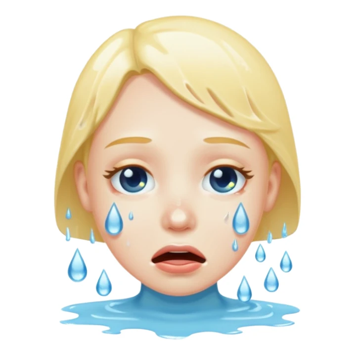 Drooling and face wet and water is white sticker