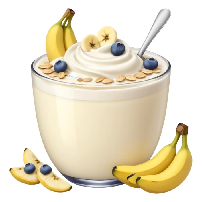 White yogurt with blueberries and bananas and oats sticker