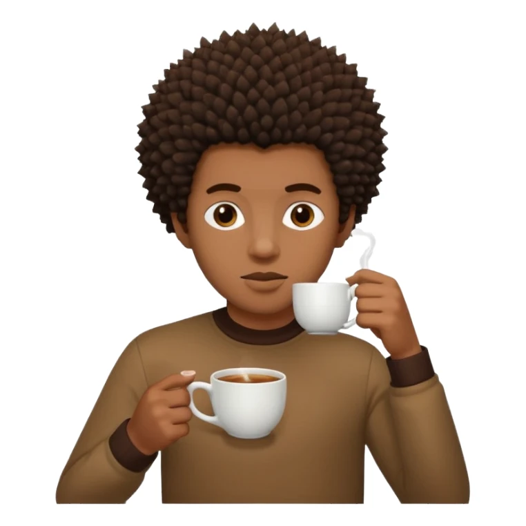 A black guy with a small spiky Afro sipping tea sticker