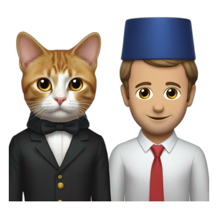 Emmanuel macron and a cat on his head sticker