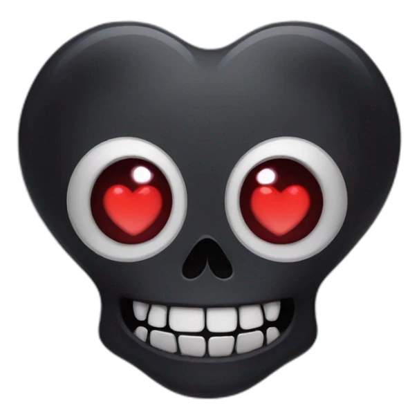 goth skull with heart eyes sticker