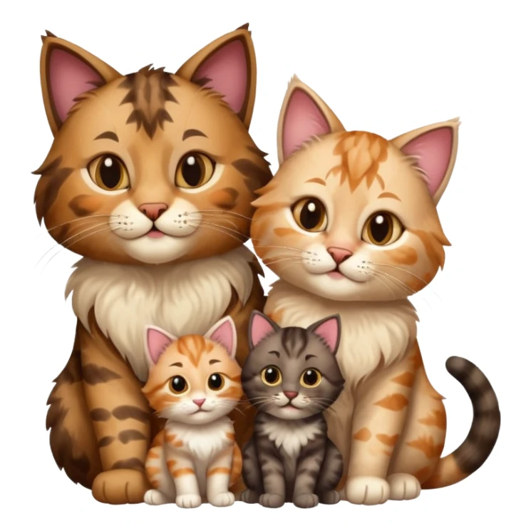 same but with 2 large cats and 2 kittens sticker