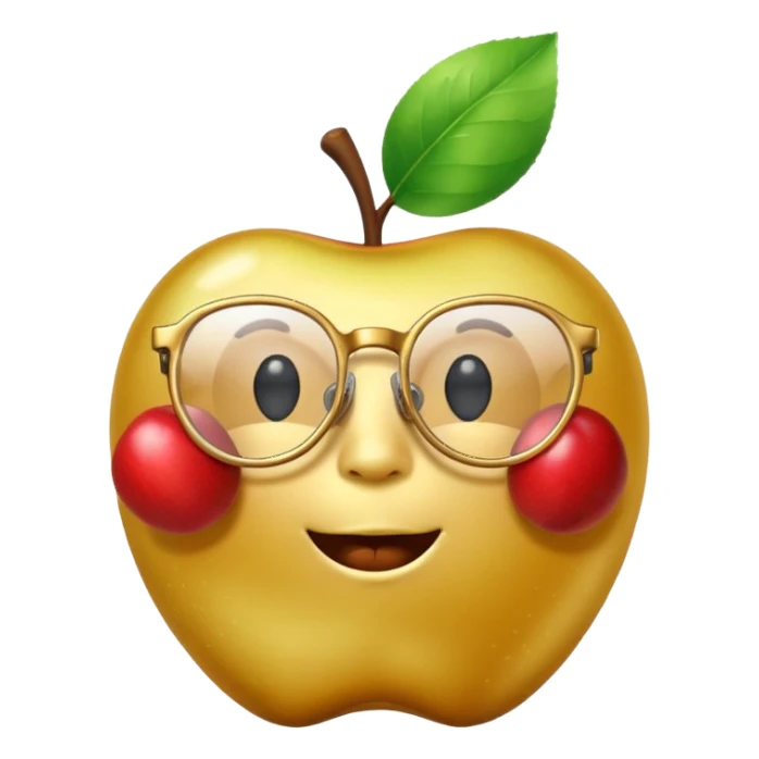 golden apple with glasses and no face sticker