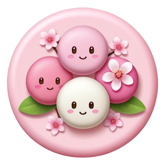 3 round dango with Sakura flower no face sticker