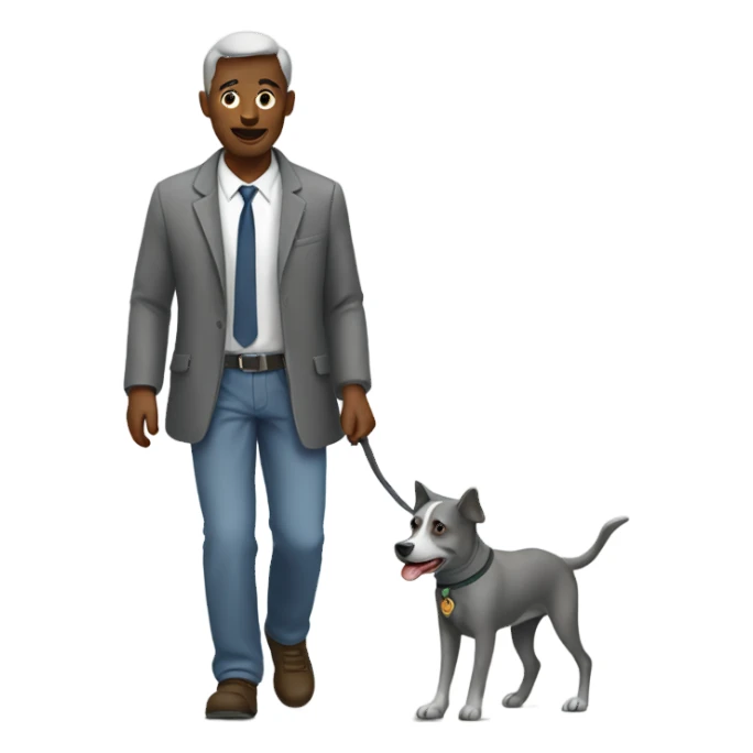 Man walking a grey dog sticker