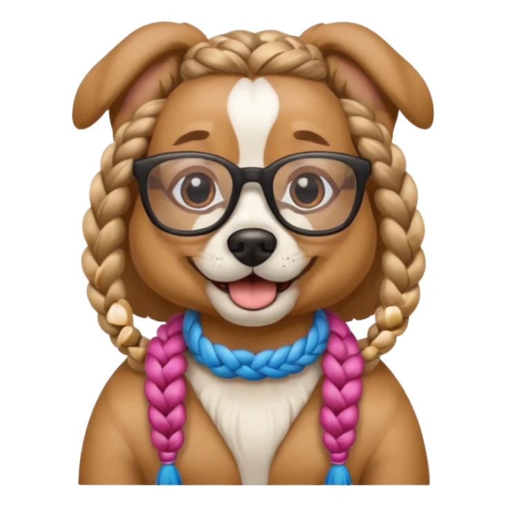 braided haired dog with glassess sticker