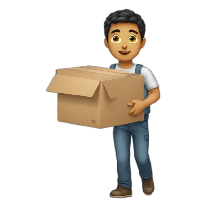 A Latin boy carries a box while working sticker