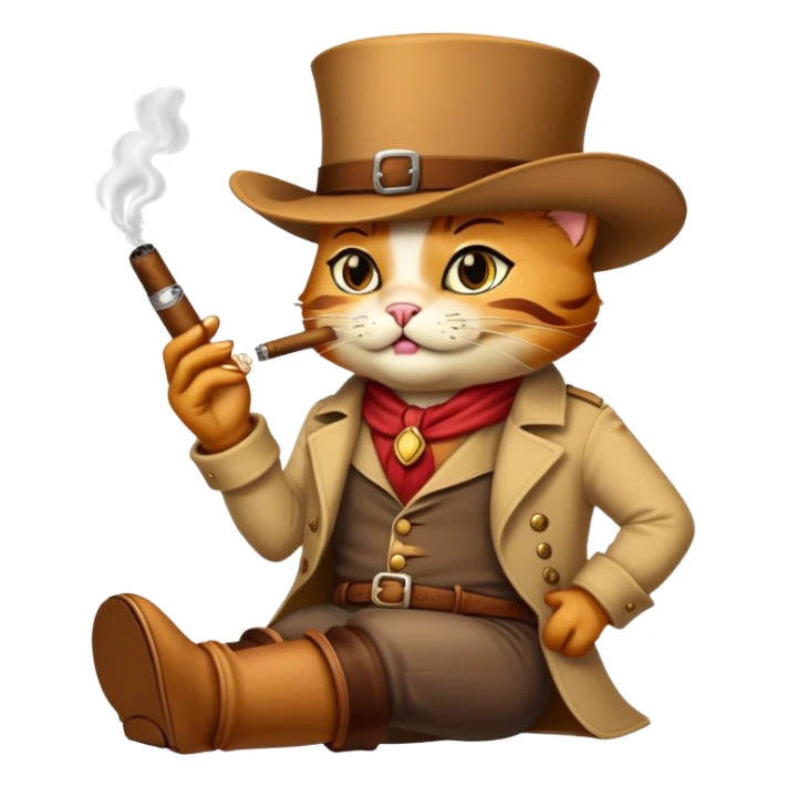 Puss in Boots nervously smokes sticker