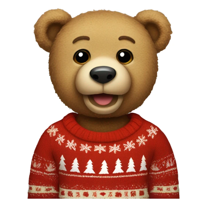 teddy bear with a christmas sweater sticker