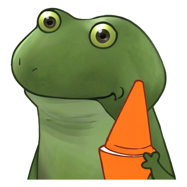 wearing an orange dog cone sticker