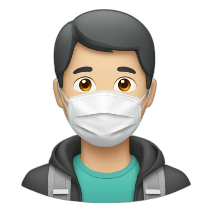 Asian Man with N95 Mask sticker