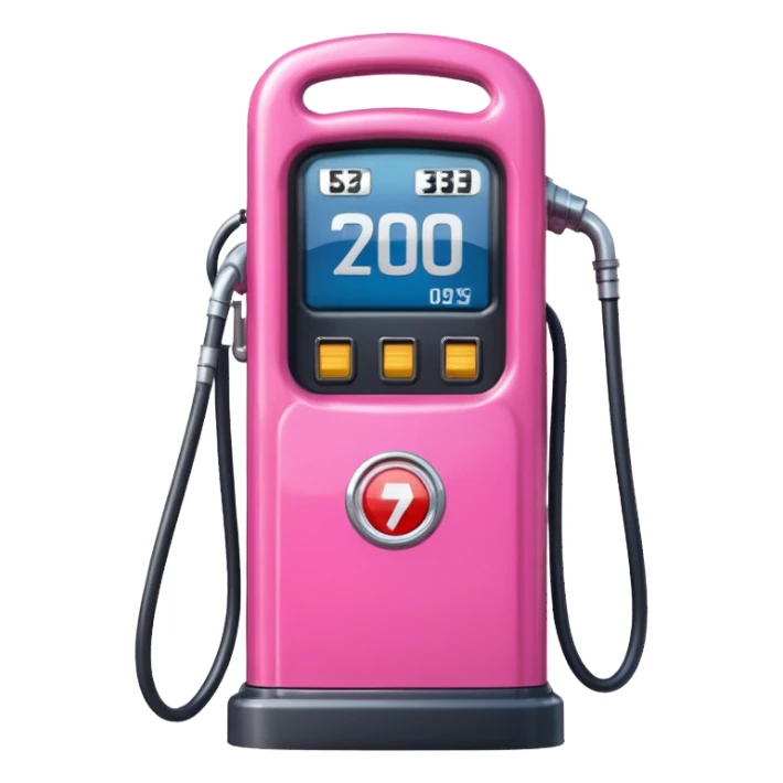 a pink petrol pump sticker