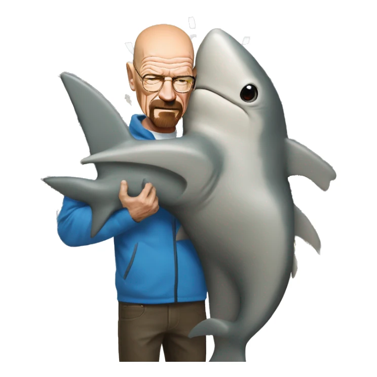 Walter white hugging blähaj shark from ikea sticker