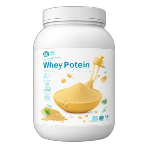 Whey protein with logo on it and ingredients  sticker