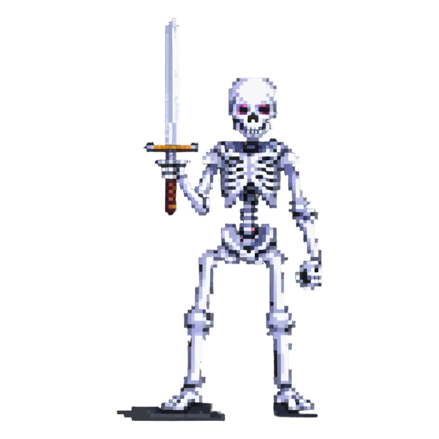 skeleton with a sword action pose sticker