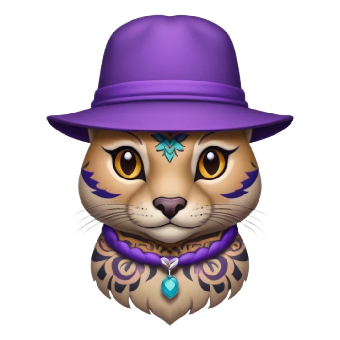 tattooed animal with purple hat sticker