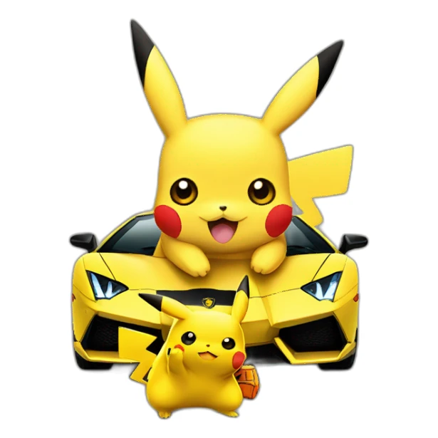 Pikachu avec une lamborghini sticker