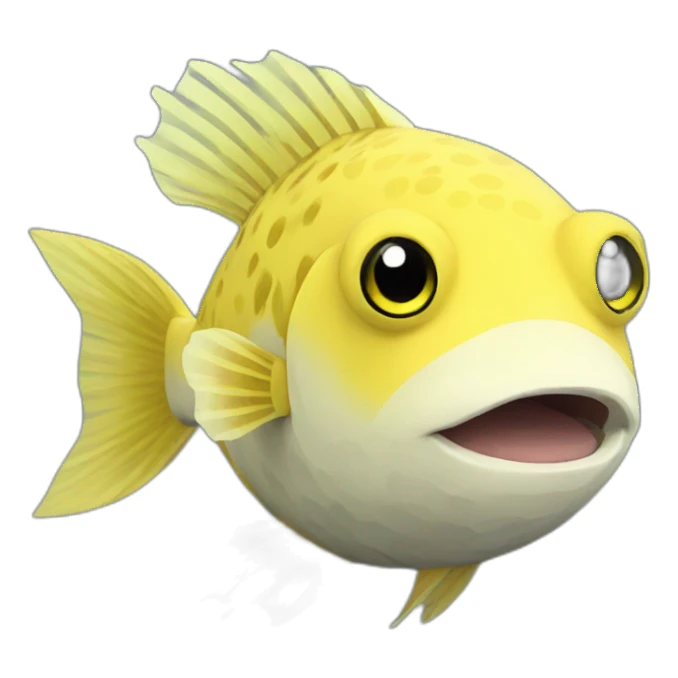 yellow fugu fish from minecraft sticker