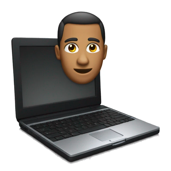 2001 black Mac laptop tilted facing forward sticker