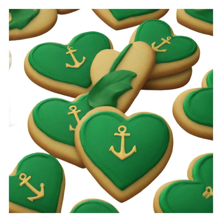 cookie heart with dark green anchor sticker