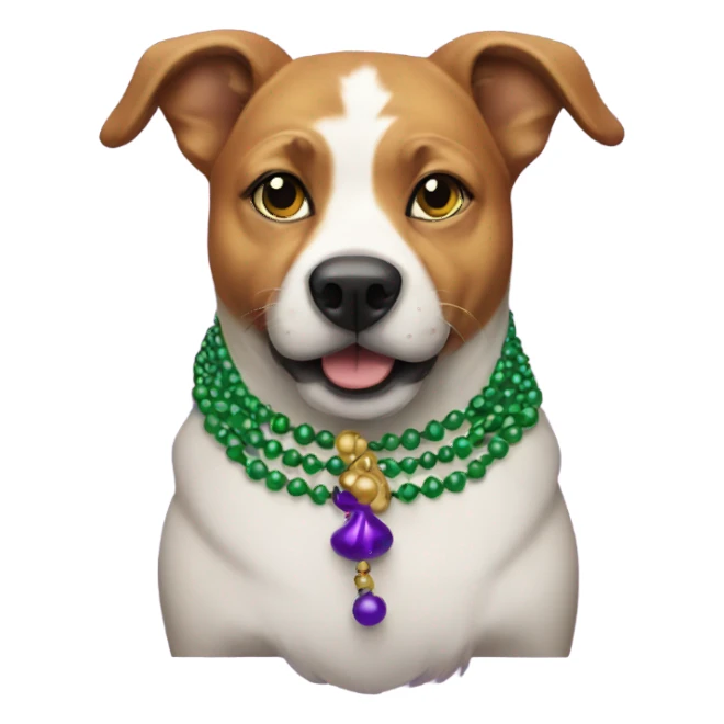 Dog with Mardi Gras beads sticker