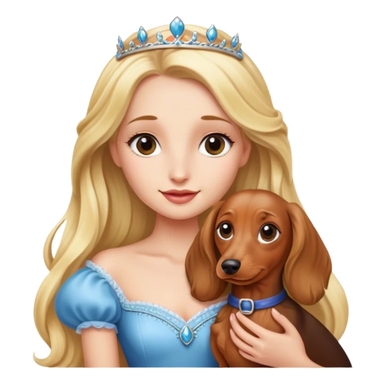 Blonde princess holding a Long haired dachshund  sticker