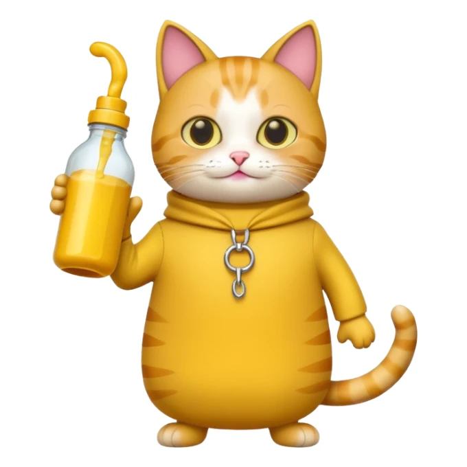 cat wearing mustard bottle costume  sticker