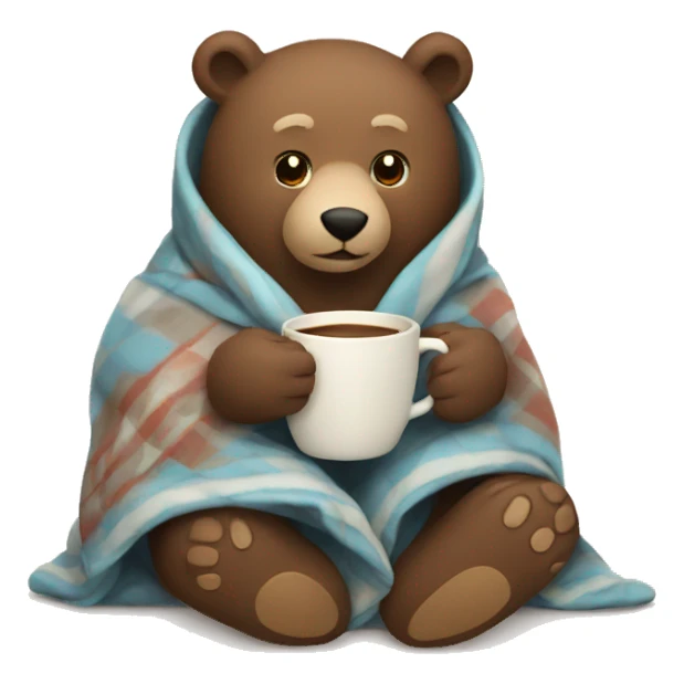 bear cozy in blanket drinking coffee sticker