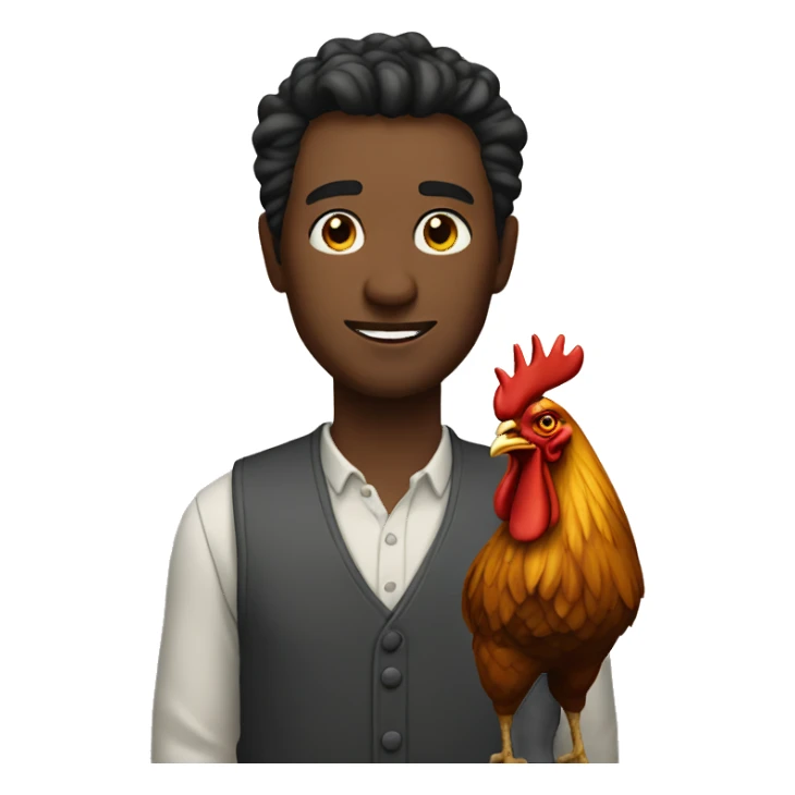 man with an rooster sticker
