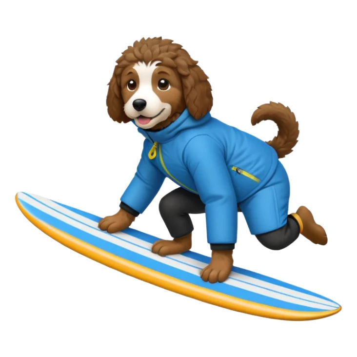 Bernedoodle surfing down an ski slope  sticker