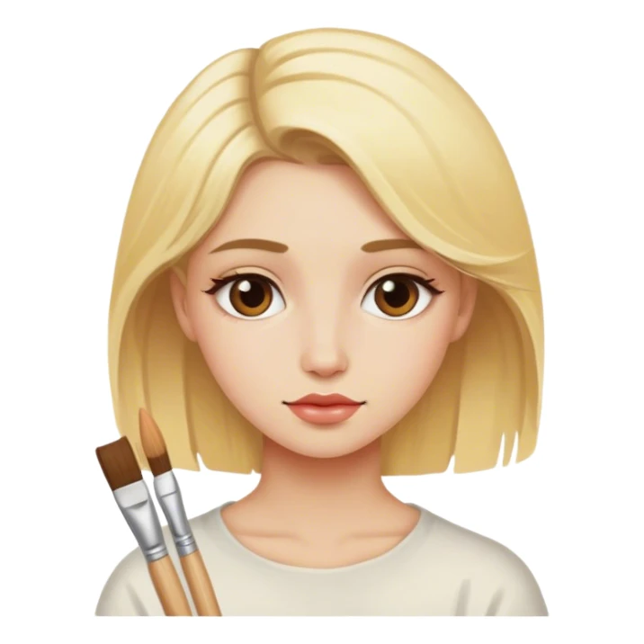 Blonde artist painting sticker