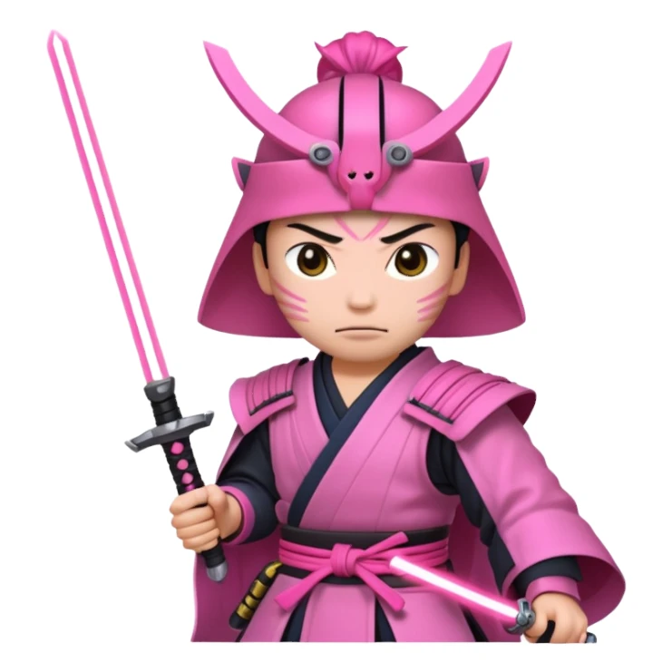 samurai with laser sword, pink sticker