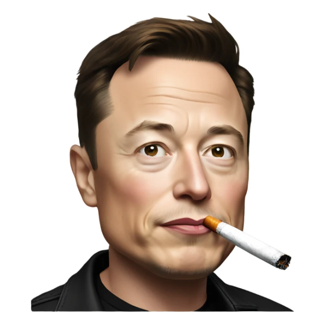Elon Musk with cigarette sticker