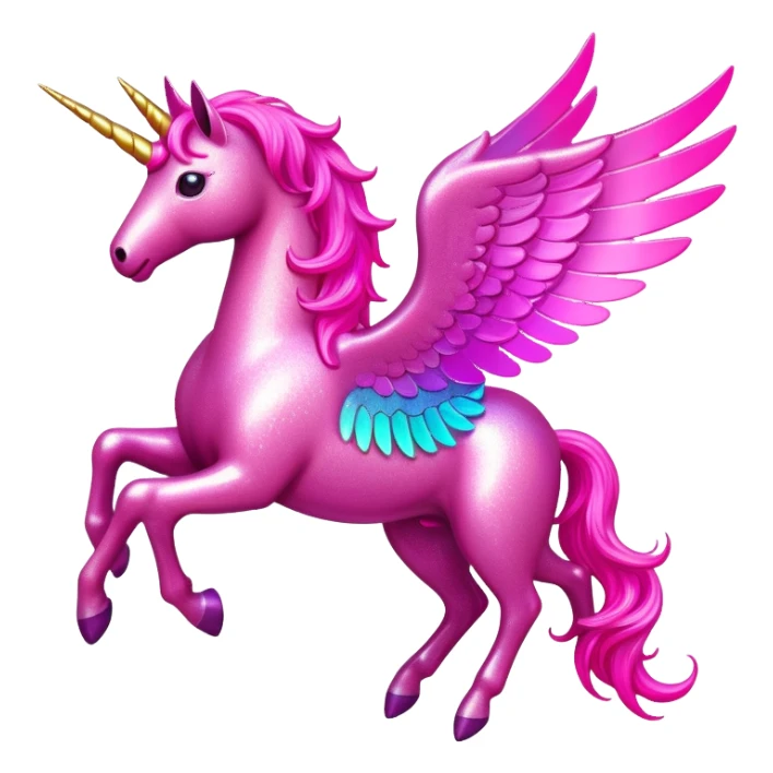 neon pink glittery pegasus unicorn  sticker